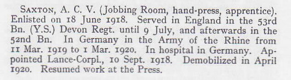 Saxton A C V LCpl 52nd Devonshire Regiment
