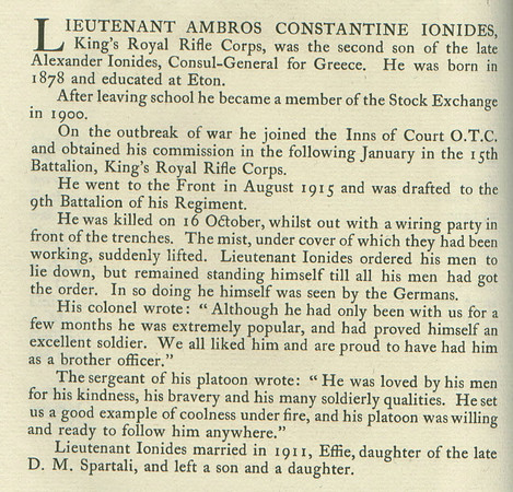 Ionides A C Lt Obit