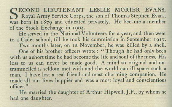 Evans L M 2nd Lt Obit