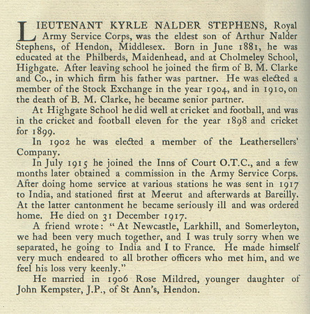 Stephens K N Lt Obit