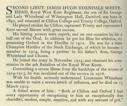 Whitehead J H E 2nd Lt Obit