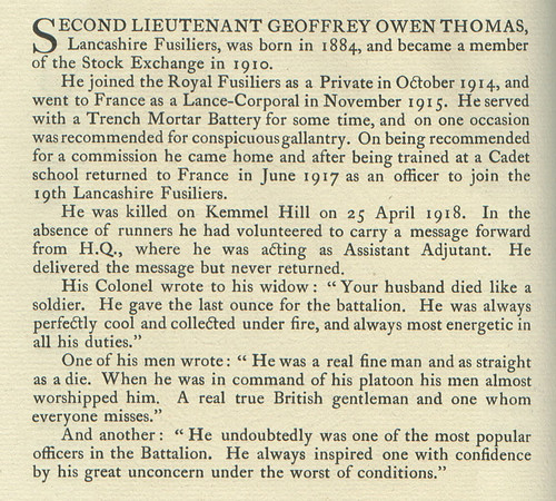 Thomas G O 2nd Lt Obit