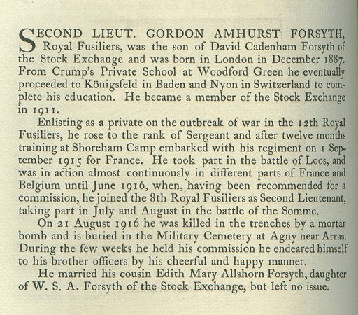 Forsyth G A 2nd Lt Obit