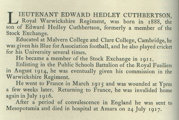 Cuthbertson E H Lt Obit