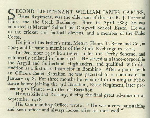 Carter W J 2nd Lt Obit