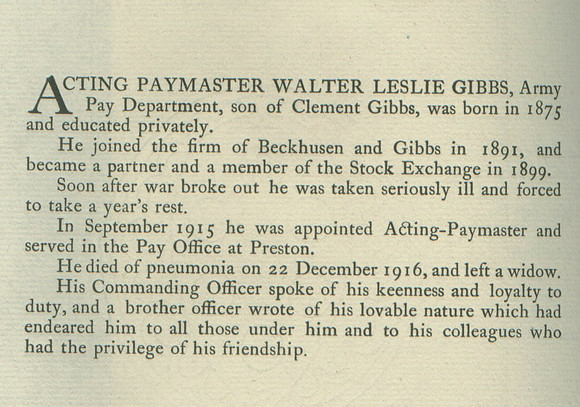 Gibbs W L Acting Paymaster Obit