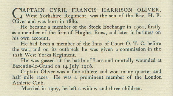 Oliver C F H Captain Obit
