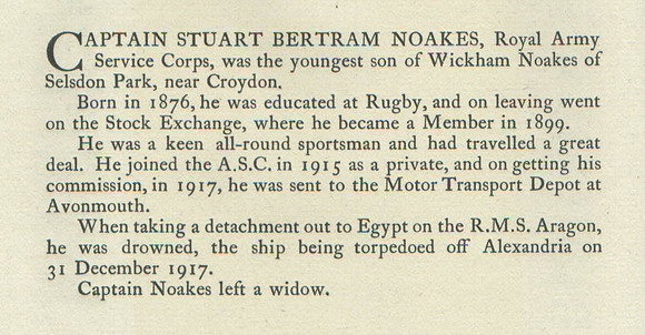 Noakes S B Captain Obit