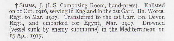 Simms J Pte 59195 1st Devonshire Regiment