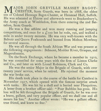 Bagot-Chester J G M Major Obit