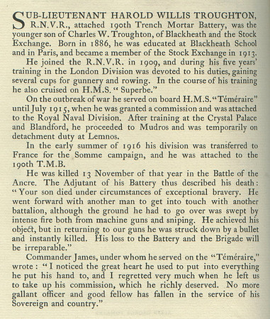 Troughton H W Sub Lt Obit