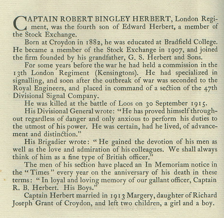 Herbert R B Captain Obit