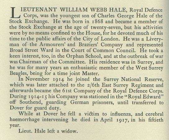 Hale W W Lt Obit