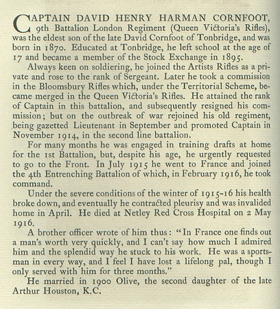 Cornfoot D H  Captain Obit