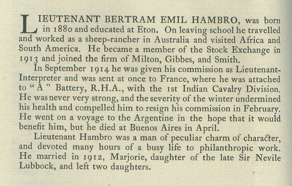Hambro B E Lt Obit
