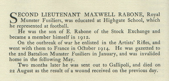 Rabone M 2nd Lt Obit