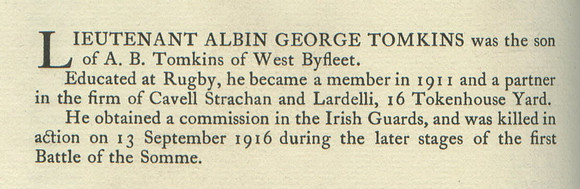 Tomkins A G Lt Obit