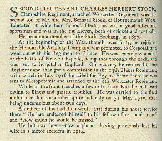 Stock C H 2nd Lt Obit