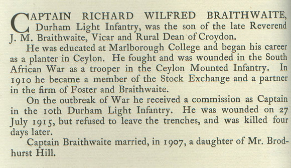 Braithwaite R W Captain Obit