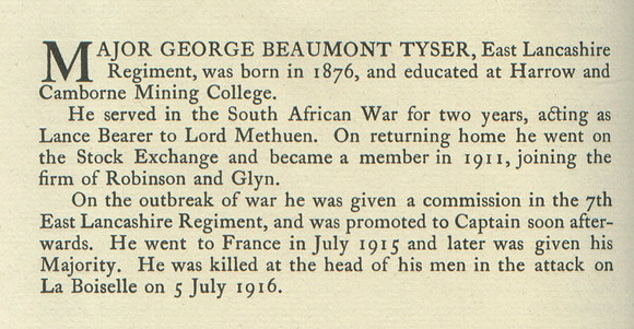 Tyser G B Major Obit