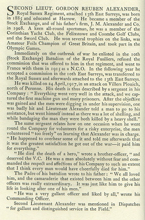 Alexander G R 2nd Lt Obituary