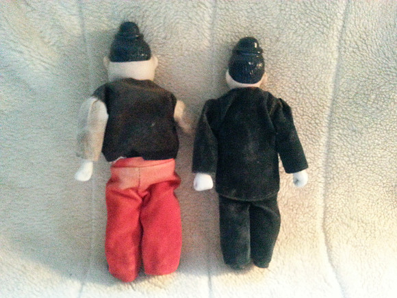 Vintage Laurel And Hardy Figures In Original Vintage Clothes
