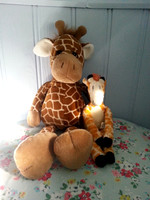 Russ Berrie Toy Giraffe And Smaller Beanie Giraffe