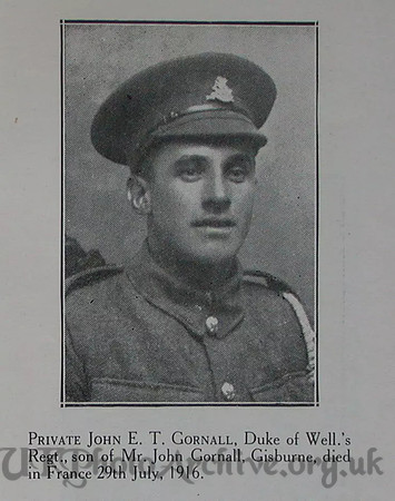 Gornall J E T Pte 7th West Riding Regt Craven Roll Of Honour