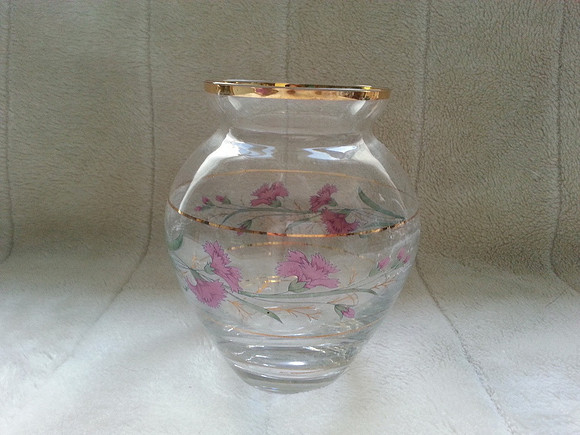 Vintage Gilded Glass Floral Vase