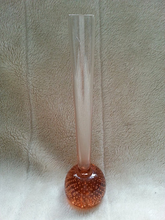 Vintage Tall Orange Art Glass Stem Vase