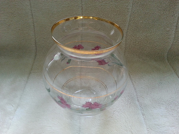 Vintage Gilded Glass Floral Vase