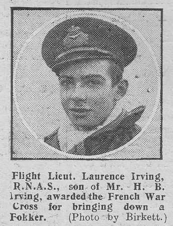 Irving L Flt Lt Royal Naval Air Service The Graphic 29th July 1916