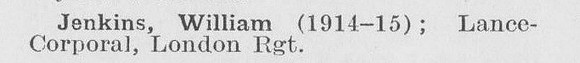 Jenkins W LCpl London Regiment (LCC Woolwich Ferry And Tunnel)