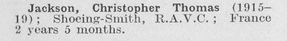 Jackson C T Shoeing Smith Army Veterinary Corps LCC Staff Sewerage And Drainage