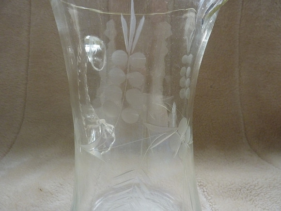 Vintage Etched Glass Water Jug