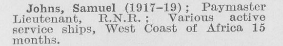 Johns S Paymaster Lt Royal Naval Reserve