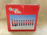Set Of 10 Wooden Soldiers Skittles And Two Balls