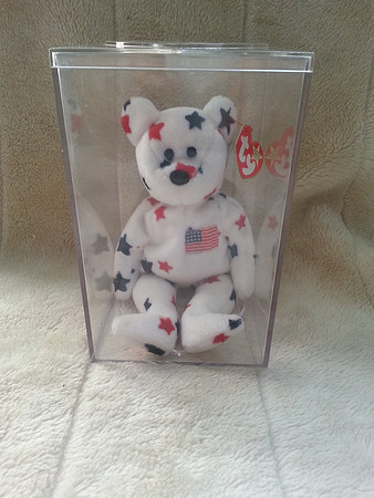 Glory TY Beanie Bear Retired With Tag And TY Display Case