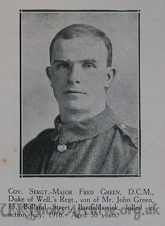 Green F Coy Sergt Major 9th West Riding Regt Craven Roll Of Honour