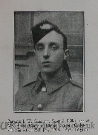 Garnett J W Pte MGC Craven Roll Of Honour