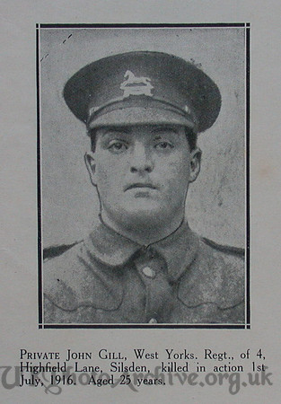 Gill J Pte 18th West Yorks Regt Craven Roll Of Honour