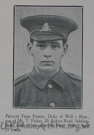 Fisher F Pte 9th West Riding Regt Craven Roll Of Honour