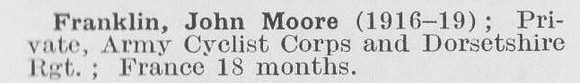 Franklin J M Pte Dorset Regiment
