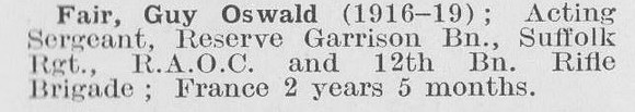 Fair G O Sergt 12th Rifle Brigade