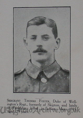 Foster T Sergt West Riding Regt Craven Roll Of Honour