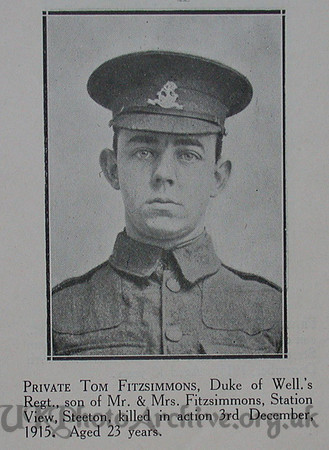 Fitzsimons T Pte 6th West Riding Regt Craven Roll Of Honour