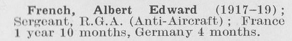 French A E Sergt Royal Garrison Artillery