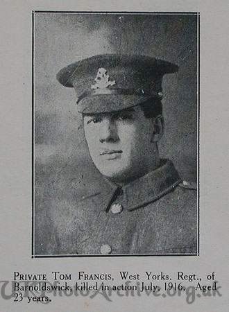 Francis T Pte 5th West Yorks Regt Craven Roll Of Honour