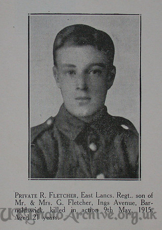 Fletcher R Pte 2nd East Lancs Regt Craven Roll Of Honour