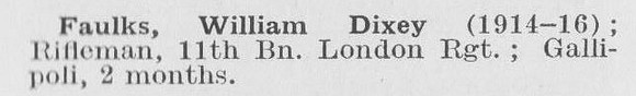 Faulks W D Rfn 11th London Regiment